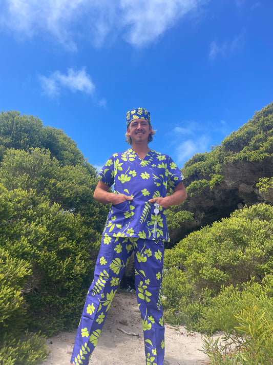 Blue & Lime Hawaiian Print Full Nursing Set™