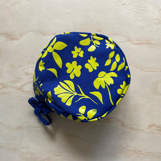 Blue & Yellow Floral Cotton Twill Scrub Cap™ for Nurses