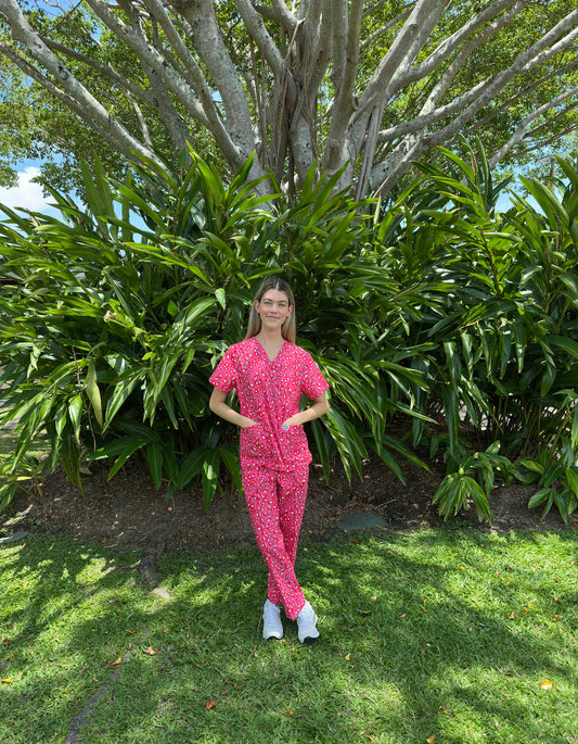 Christmas Candy Cane Print Full Nursing Scrub Set