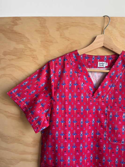 Christmas Nutcracker Print Nursing Scrub Top