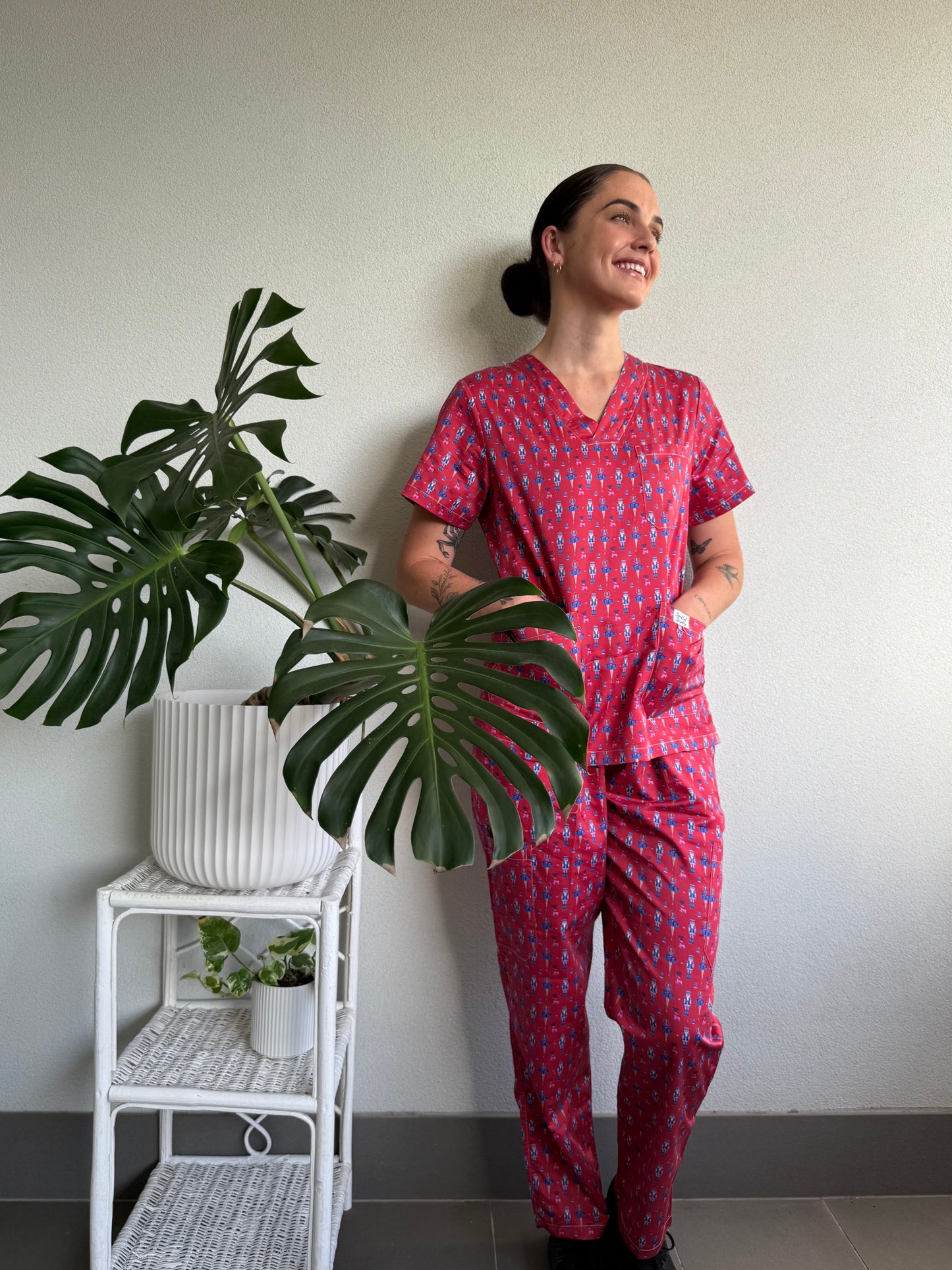 Christmas Nutcracker Print Nursing Scrub Set