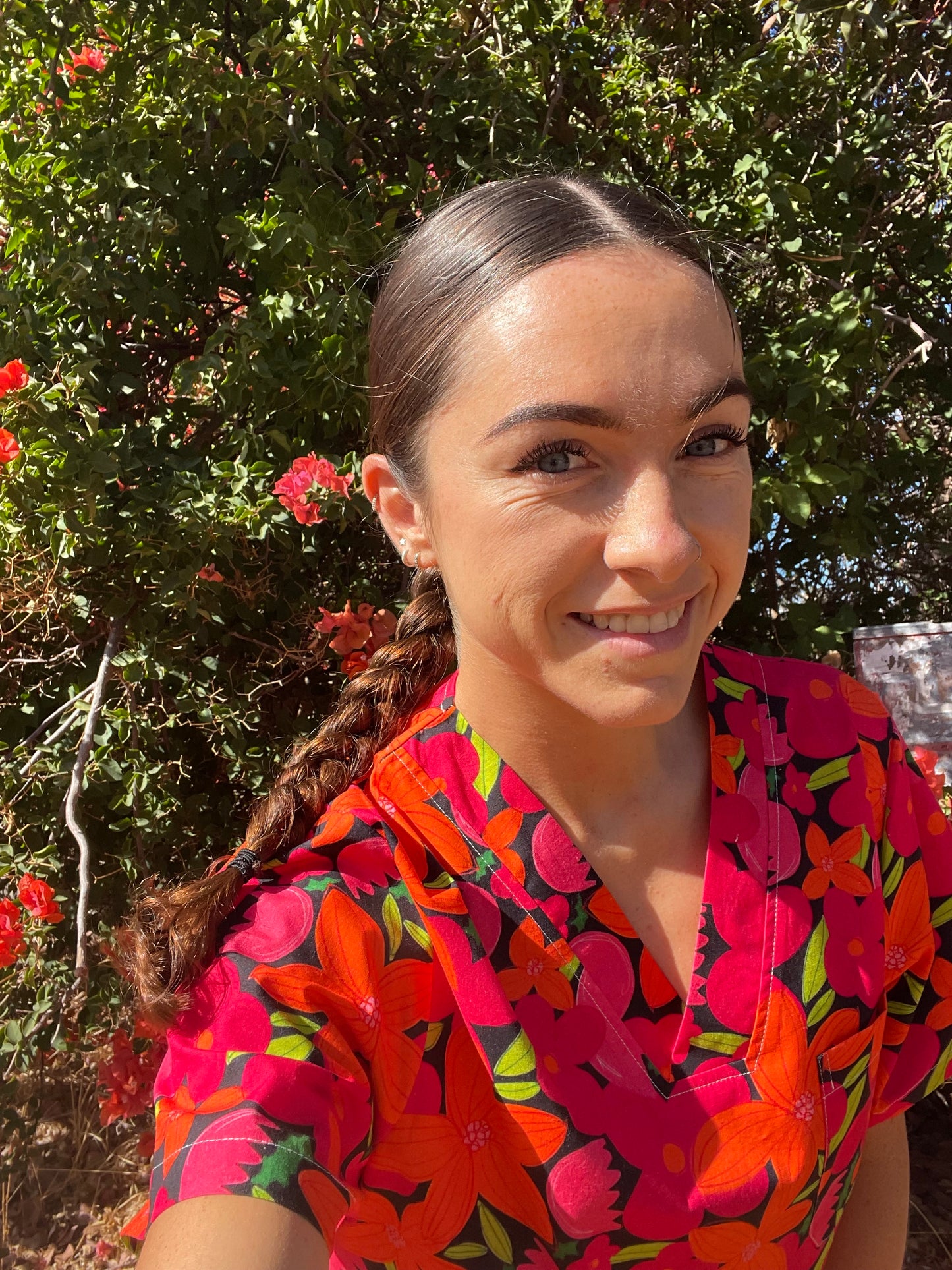 Autumnal Floral Print Full Nursing Scrub Set