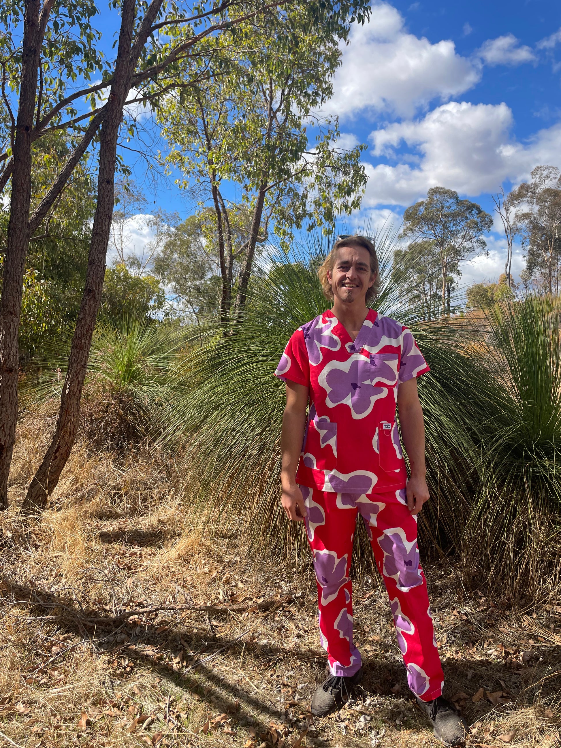 Pink Purple Floral™ Nursing Scrub Set | Full Print Uniform