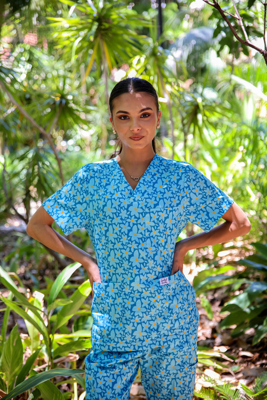 Limited Edition Baby Sister Blue™ Print Full Nursing Scrub Set