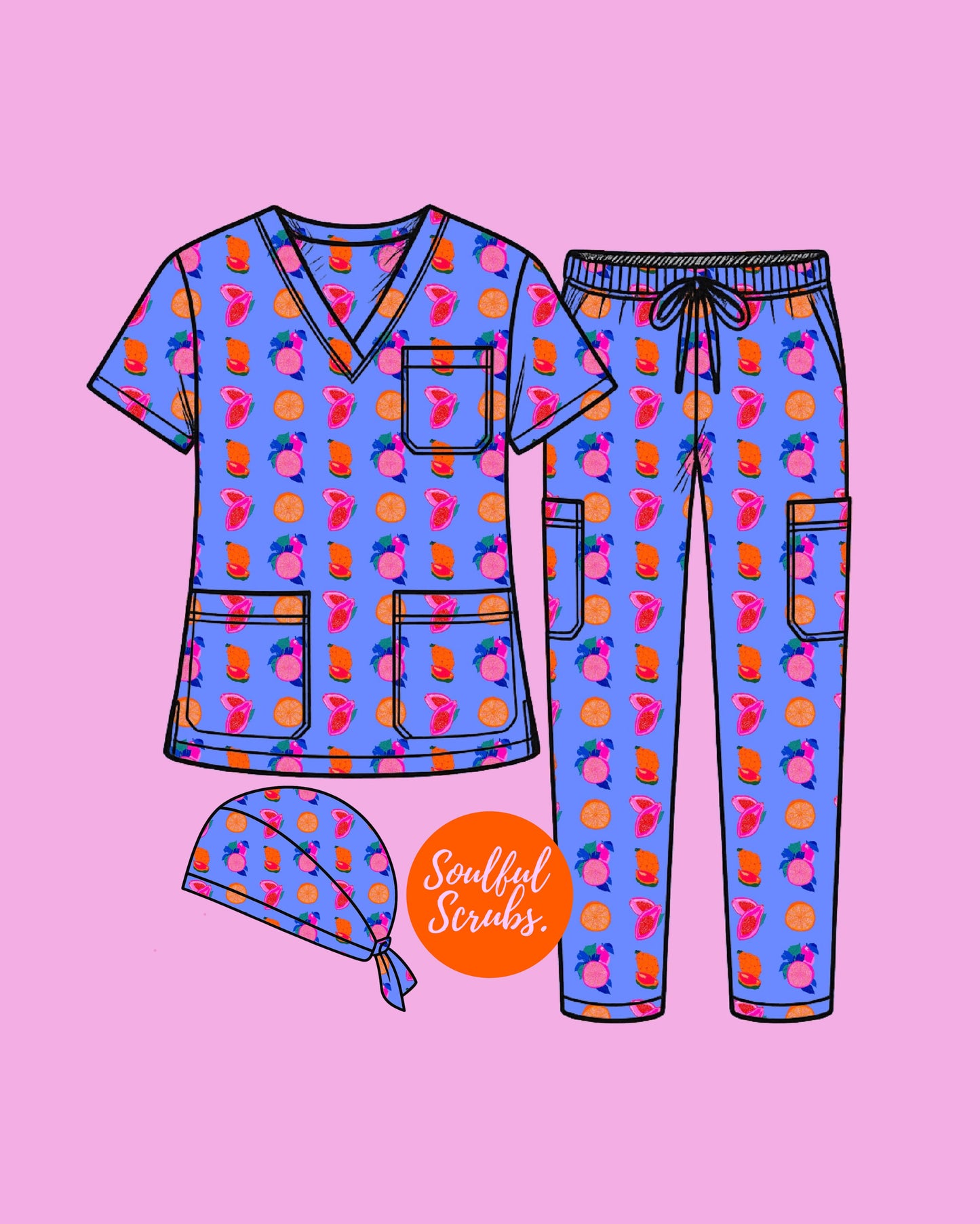 Limited Edition Fruit Machine™ Print Full Nursing Scrub Set