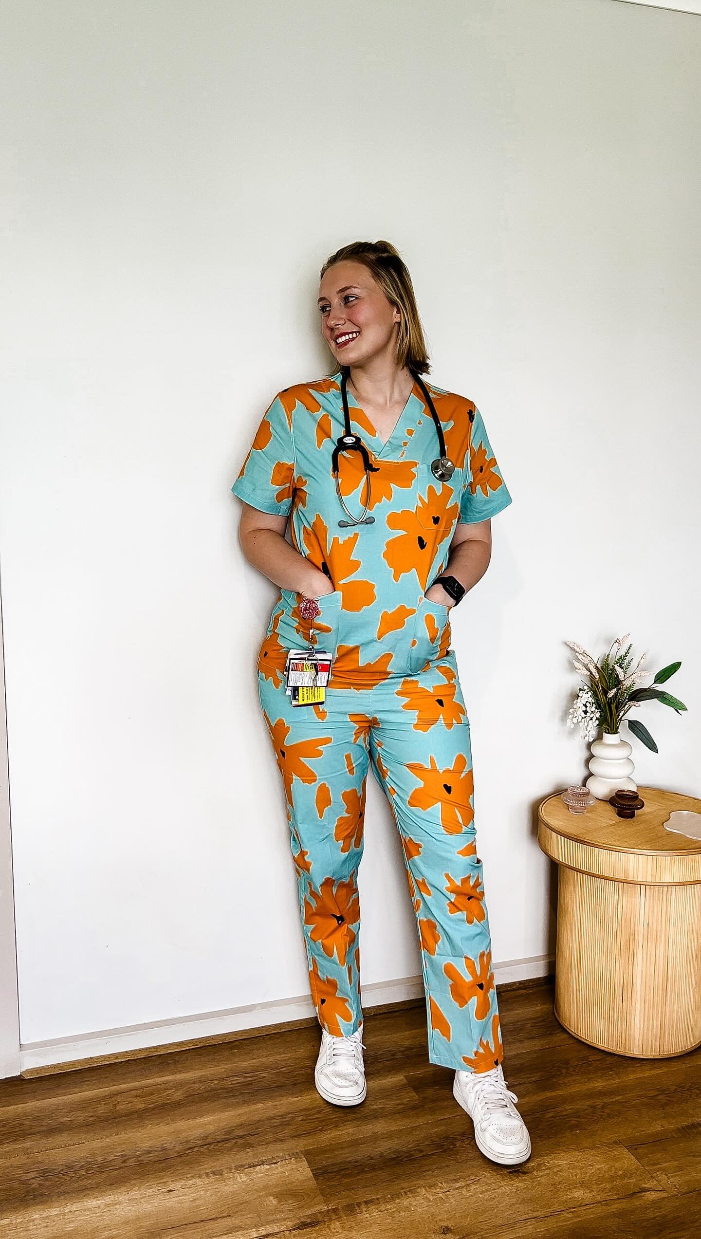 Honeysuckle Print Full Nursing Scrub Set