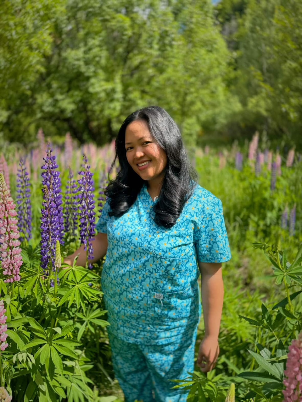 Limited Edition Baby Sister Blue™ Print Nursing Scrub Pants