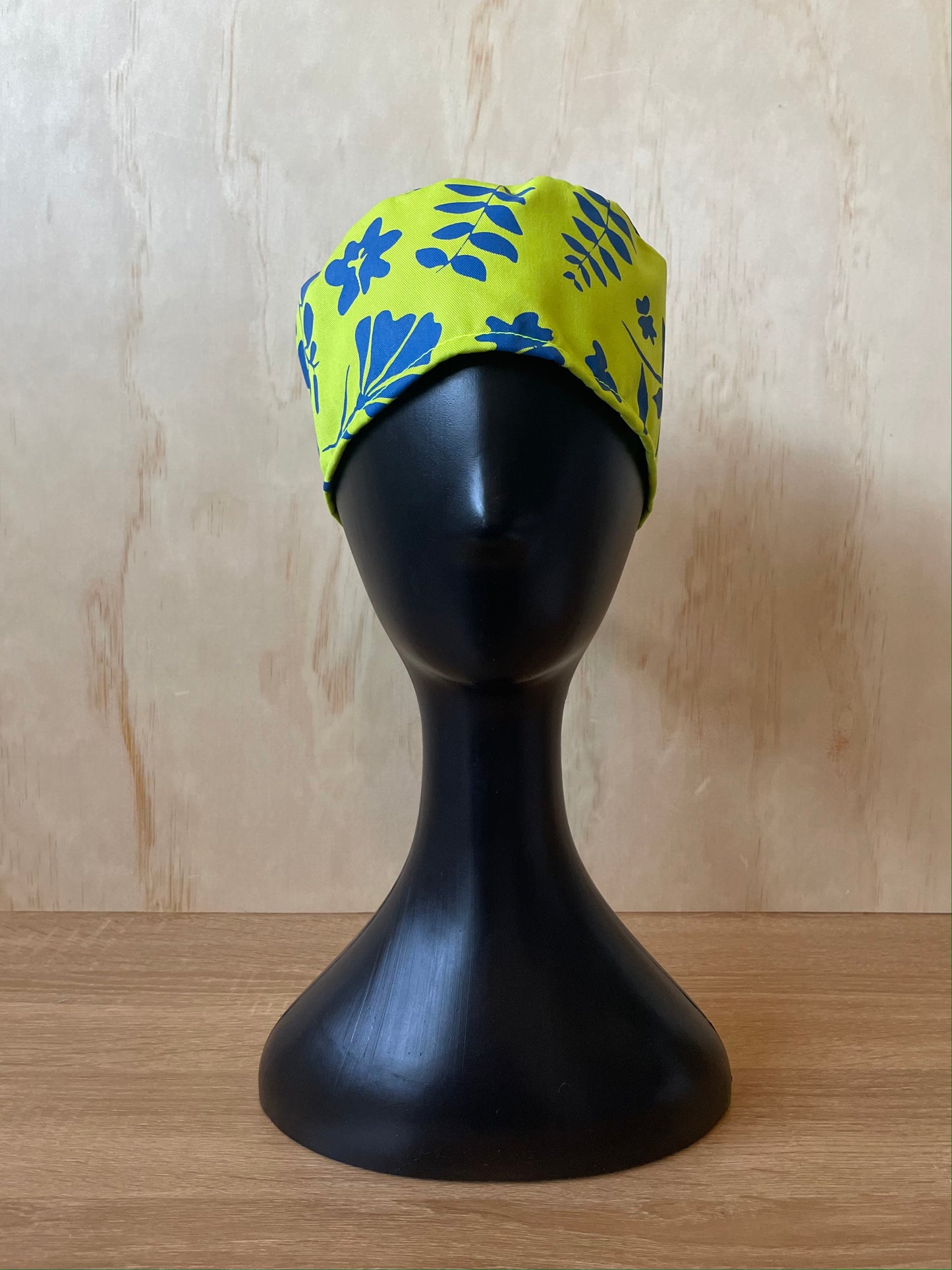 Lime and Blue Floral Cotton Twill Scrub Cap