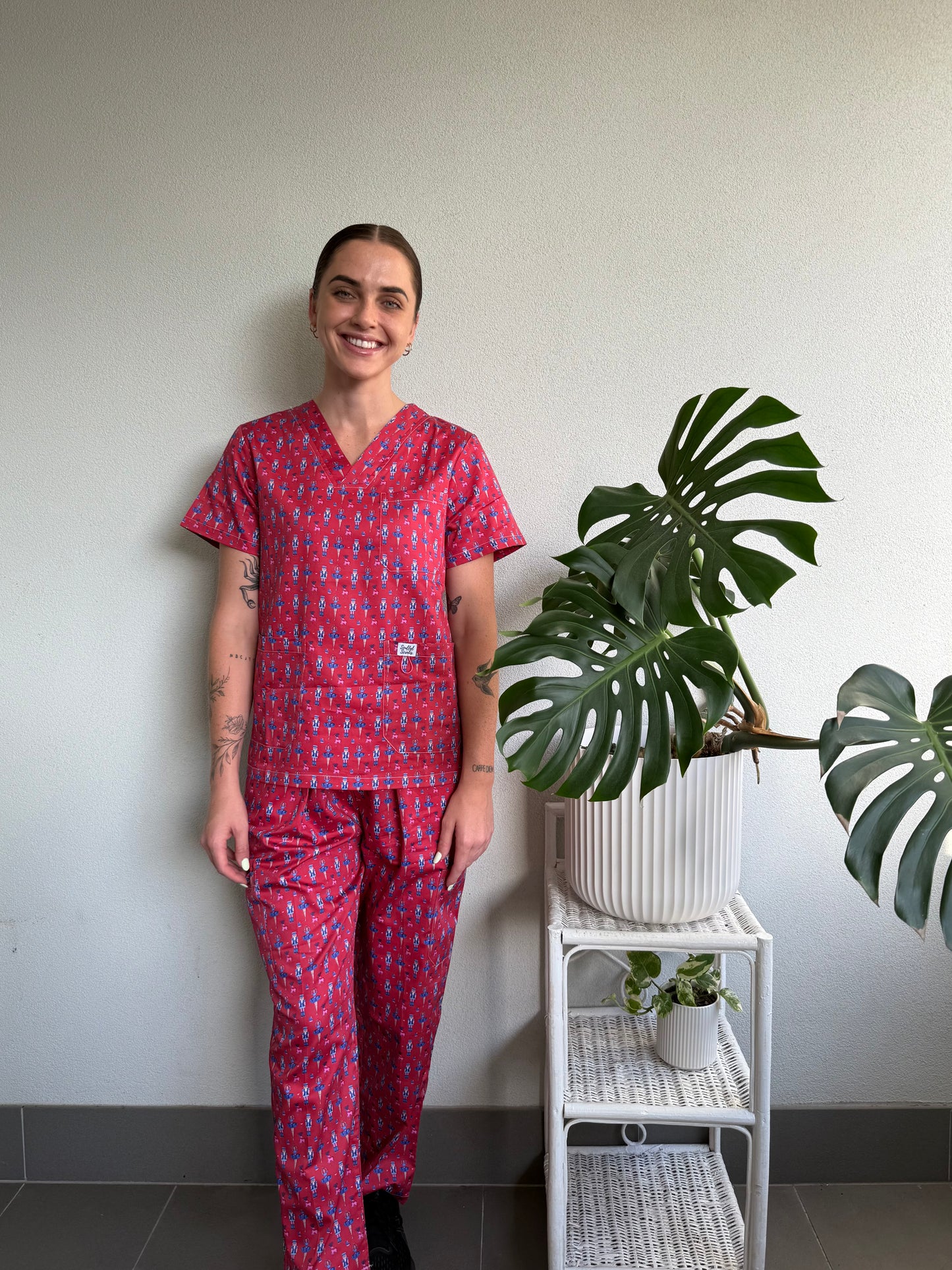 Christmas Nutcracker Print Nursing Scrub Set