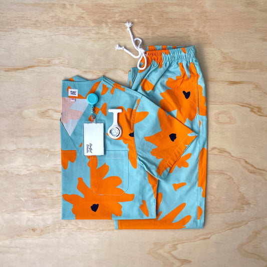 Honeysuckle Print Nursing Scrub Pants