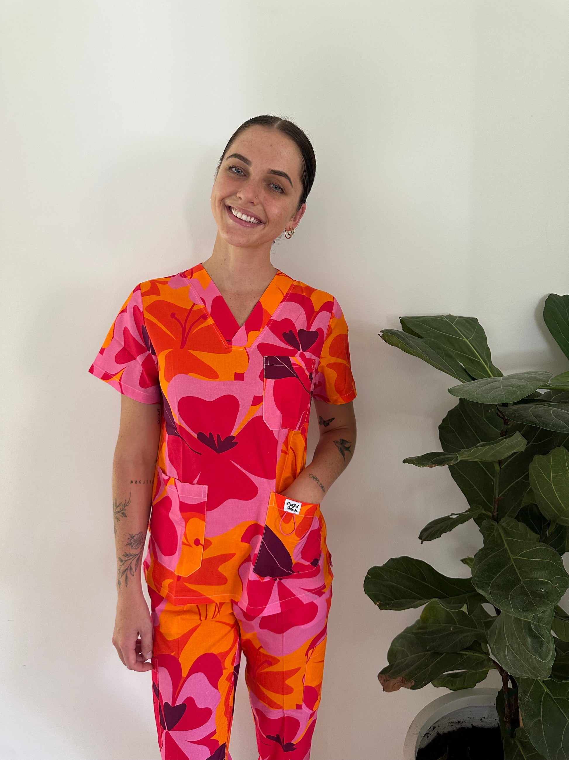 Mango Tango™ Print Nursing Scrub Top