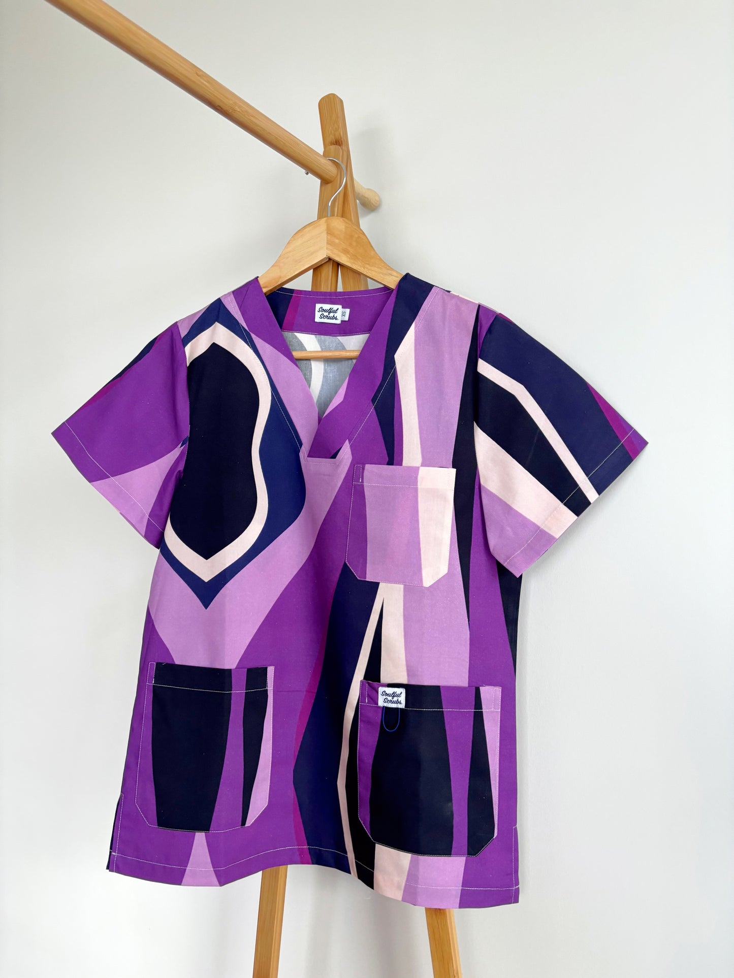 Purple Striped Nursing Scrub Top™ Medical Uniform Shirt